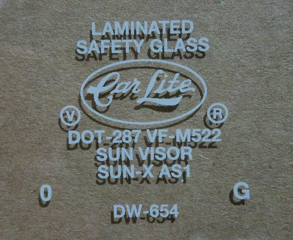 1964-1968 Ford Mustang, 67-68 Cougar Windshield, WHITE CARLITE SCRIPT